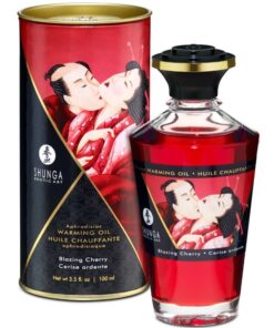 SHUNGA – ACEITE MASAJE EFECTO CALOR SABOR INTENSO CEREZA 100 ML - intimamenities.com
