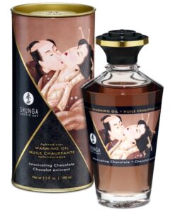 SHUNGA – ACEITE MASAJE EFECTO CALOR SABOR INTENSO CHOCOLATE 100 ML - intimamenities.com
