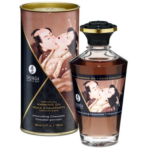 SHUNGA – ACEITE MASAJE EFECTO CALOR SABOR INTENSO CHOCOLATE 100 ML - intimamenities.com