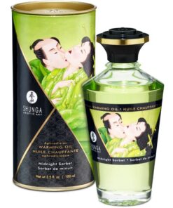 SHUNGA – ACEITE MASAJE EFECTO CALOR SABOR SORBETE DE MEDIANOCHE 100 ML - intimamenities.com
