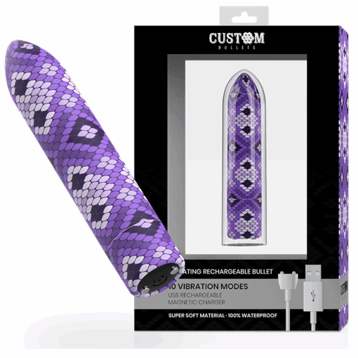 CUSTOM BULLETS – BALA RECARGABLE SNAKE LILA 10 INTENSIDADES - intimamenities.com