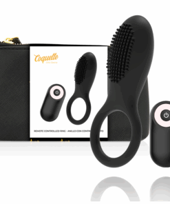 COQUETTE CHIC DESIRE – ANILLO VIBRADOR CONTROL REMOTO RECARGABLE NEGRO / GOLD - intimamenities.com